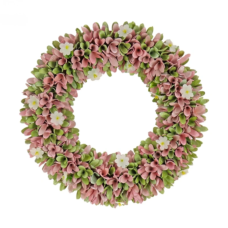 Pink Mixed Floral Wood Cut Wreath