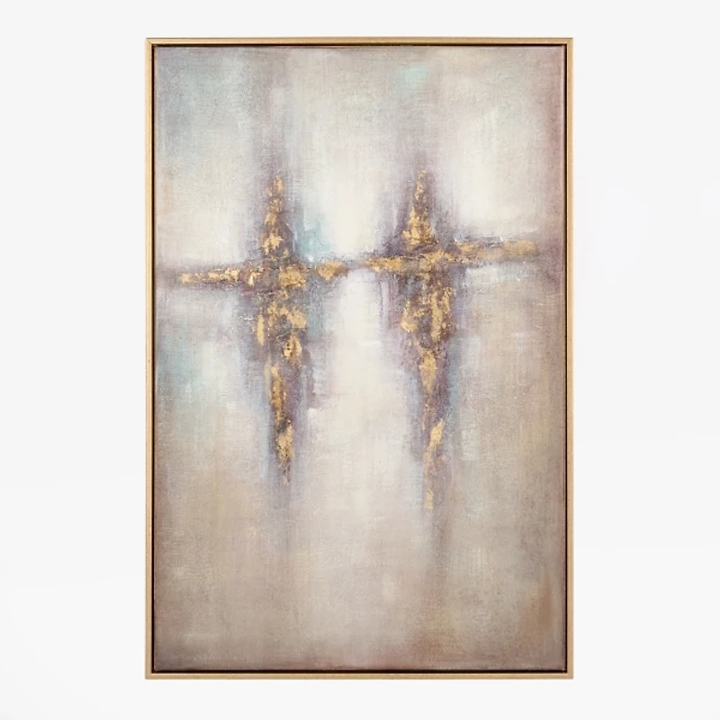 Luxe Abstract Gold Foil Framed Canvas Art Print
