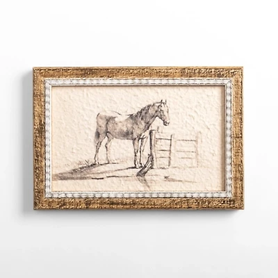 Antique Horse Sketch Framed Art Print