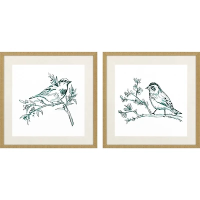 Emerald Songbirds 2-pc. Framed Art Print Set