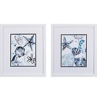 Cerulean Seashells Framed Art Prints, Set of 2