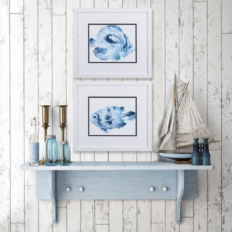 Blue Ocean Fish Framed Art Prints, Set of 2