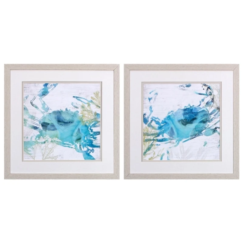 Blue Crustacean Framed Art Prints, Set of 2