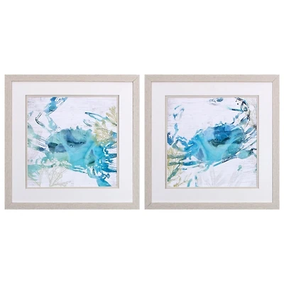 Blue Crustacean Framed Art Prints, Set of 2