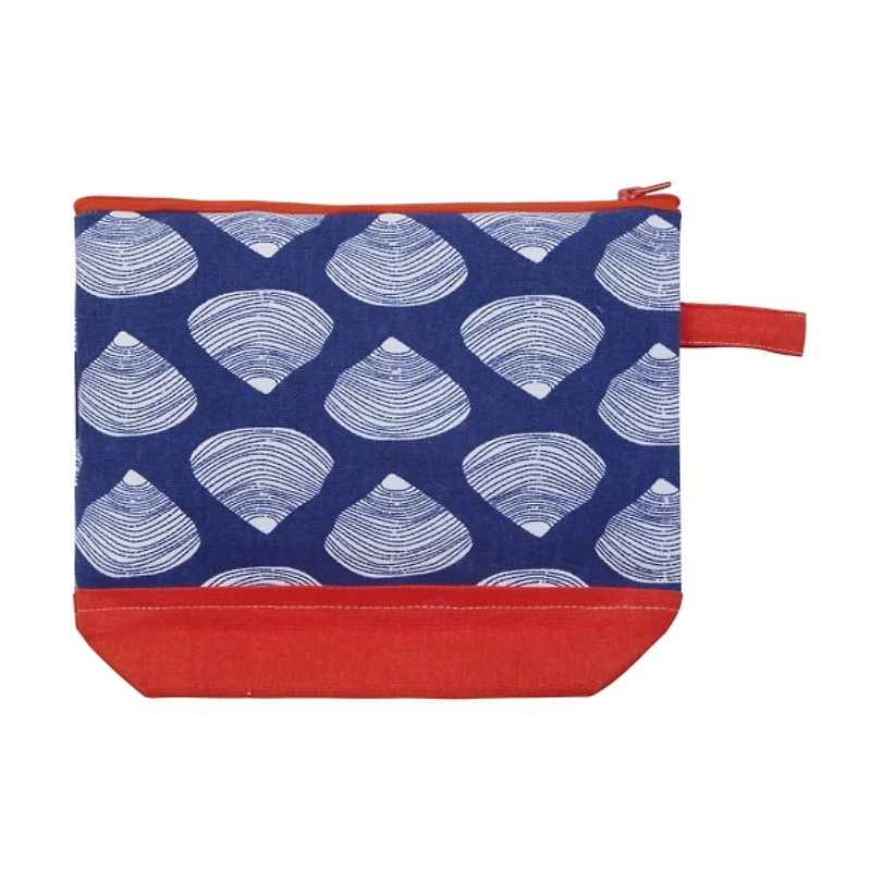 Red and Blue Clamshell Cosmetic Pouch
