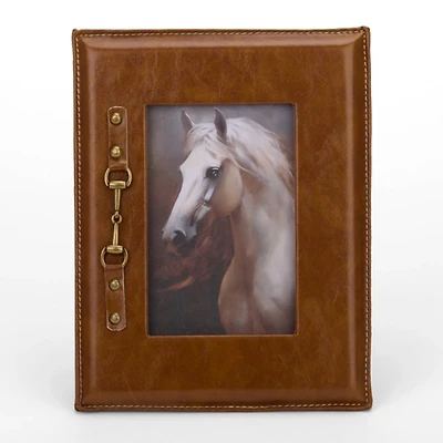 Brown Faux Leather Buckle Picture Frame, 4x6