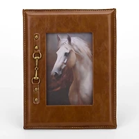 Brown Faux Leather Buckle Picture Frame, 4x6