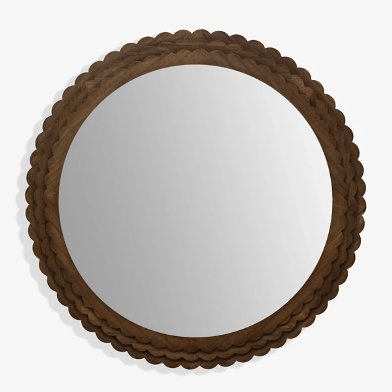 Round Natural Scalloped Savannah Wall Mirror