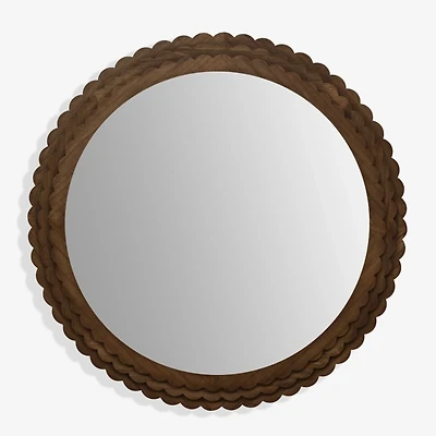 Round Natural Scalloped Savannah Wall Mirror