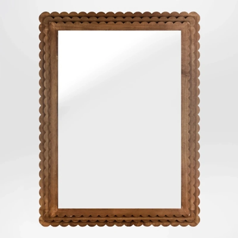 Natural Scalloped Savannah Rectangle Wall Mirror