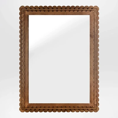 Natural Scalloped Savannah Rectangle Wall Mirror