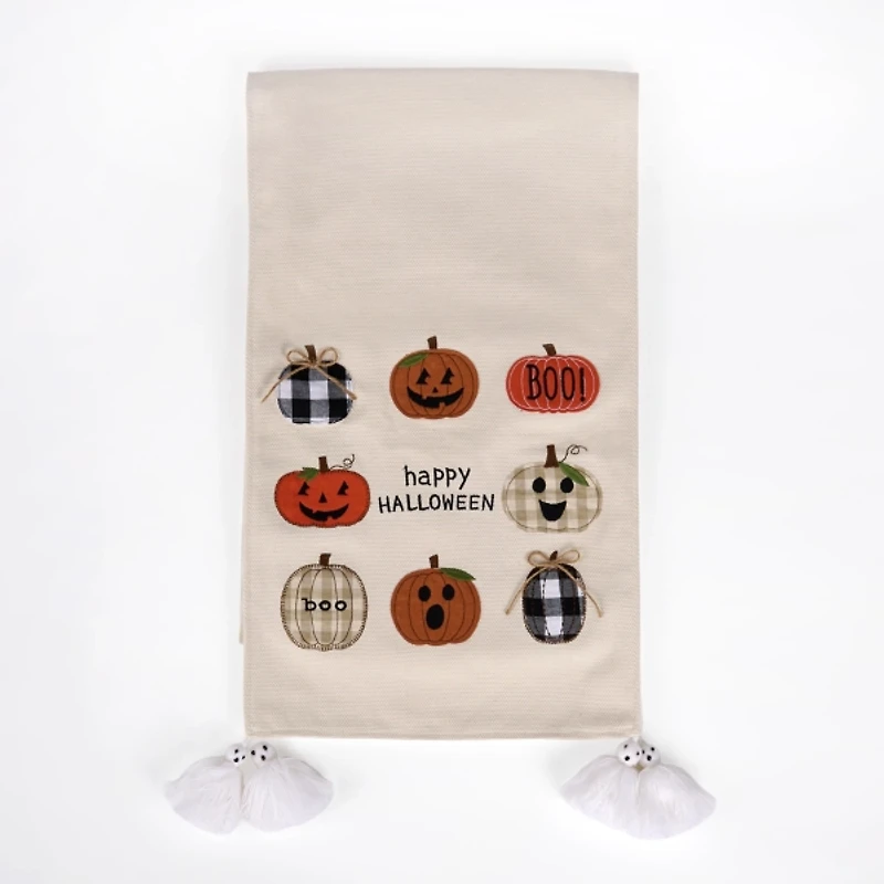 Multi Jack O Lanterns Halloween Table Runner