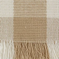 Tan Flax Checkered Fringe Table Runner