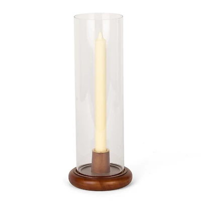Walnut Wood Hurricane Taper Candle Holder