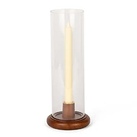 Walnut Wood Hurricane Taper Candle Holder