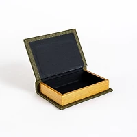 Olive Green Woven Faux Leather Book Box, 7.6 in.