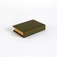 Olive Green Woven Faux Leather Book Box, 7.6 in.