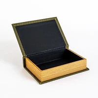 Olive Green Woven Faux Leather Book Box, 9.75 in.