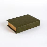 Olive Green Woven Faux Leather Book Box, 9.75 in.