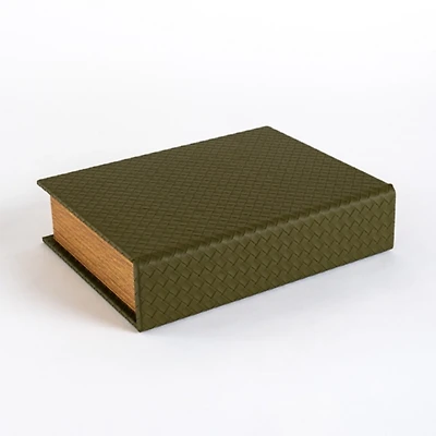 Olive Green Woven Faux Leather Book Box