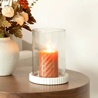 Ribbed Marble Hurricane Candle Holder, 8 in.
