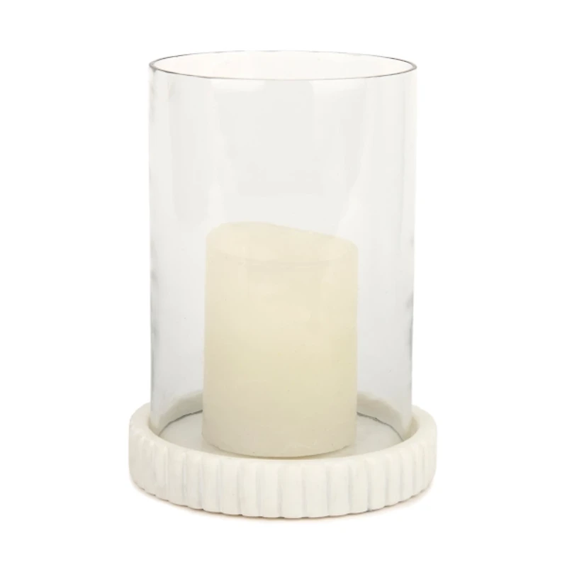Ribbed Marble Hurricane Candle Holder, 8 in.