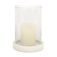 Ribbed Marble Hurricane Candle Holder, 8 in.