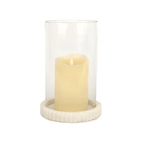 Ribbed Marble Hurricane Candle Holder, 10 in.