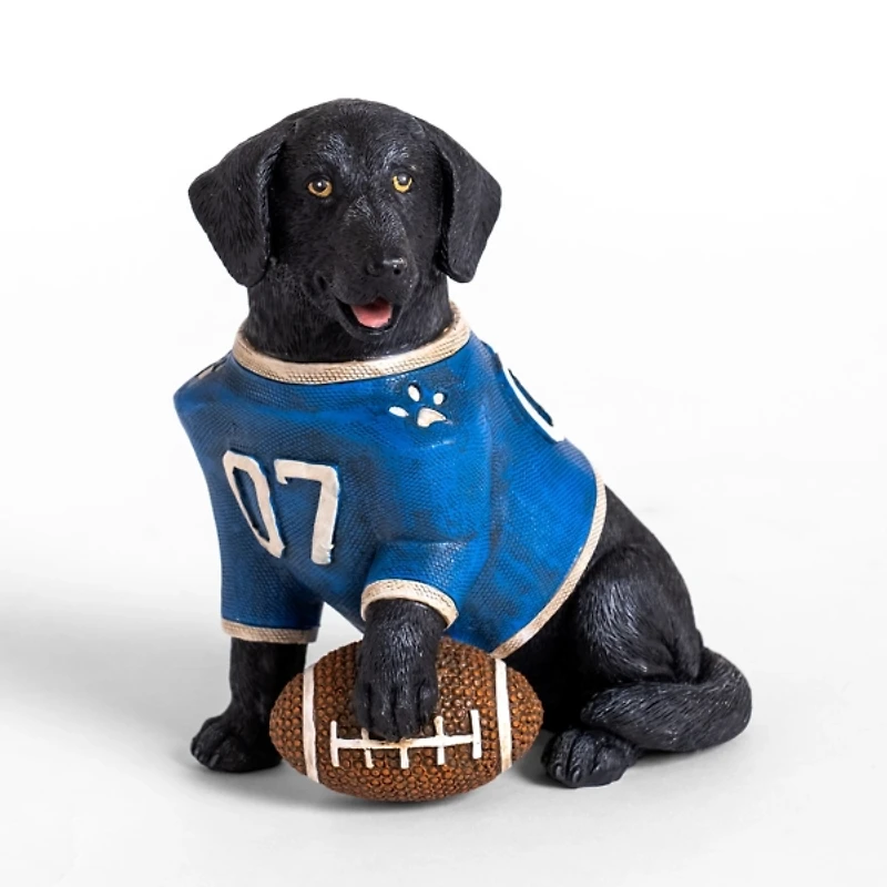 Black Lab Football Figurine, 7 in.