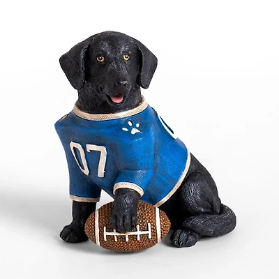 Black Lab Football Figurine, 7 in.