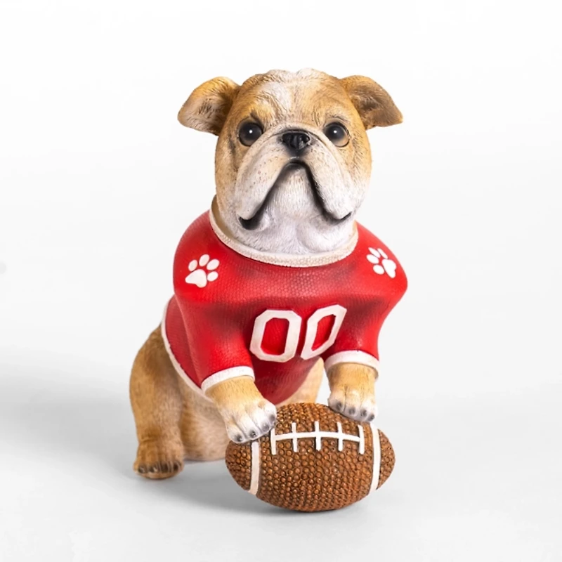 Bulldog Football Figurine, 7 in.