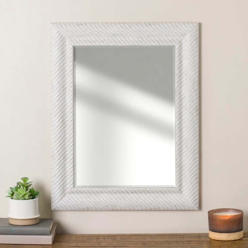 Sloan White Grooved Wall Mirror