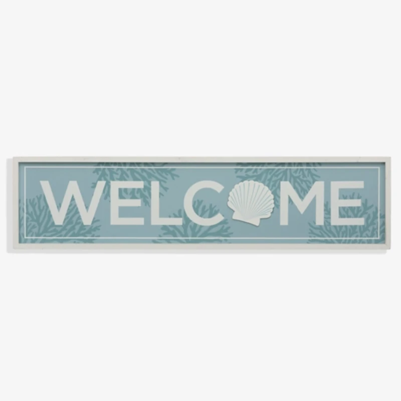 Blue Welcome Seashell Wall Plaque