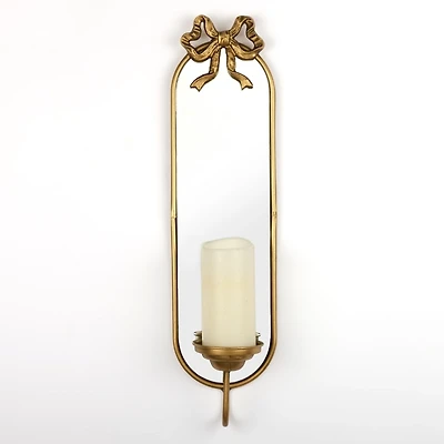 Gold Metal Bow Mirrored Wall Sconce