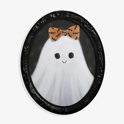 Ghost with Bow Framed Canvas Art Print