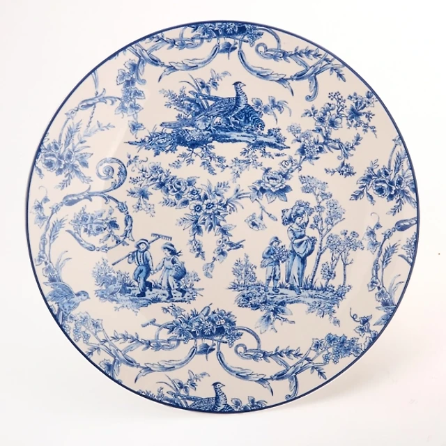 Round Blue Toile Salad Plate
