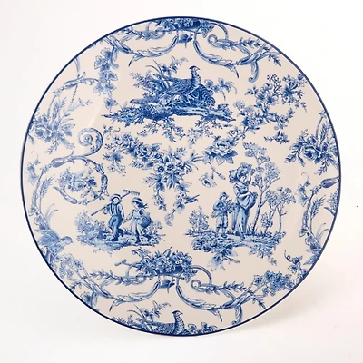 Round Blue Toile Salad Plate