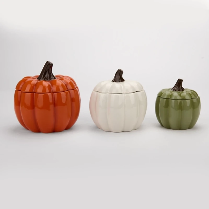 Pumpkin Shaped Sentiment Canisters, Set of 3