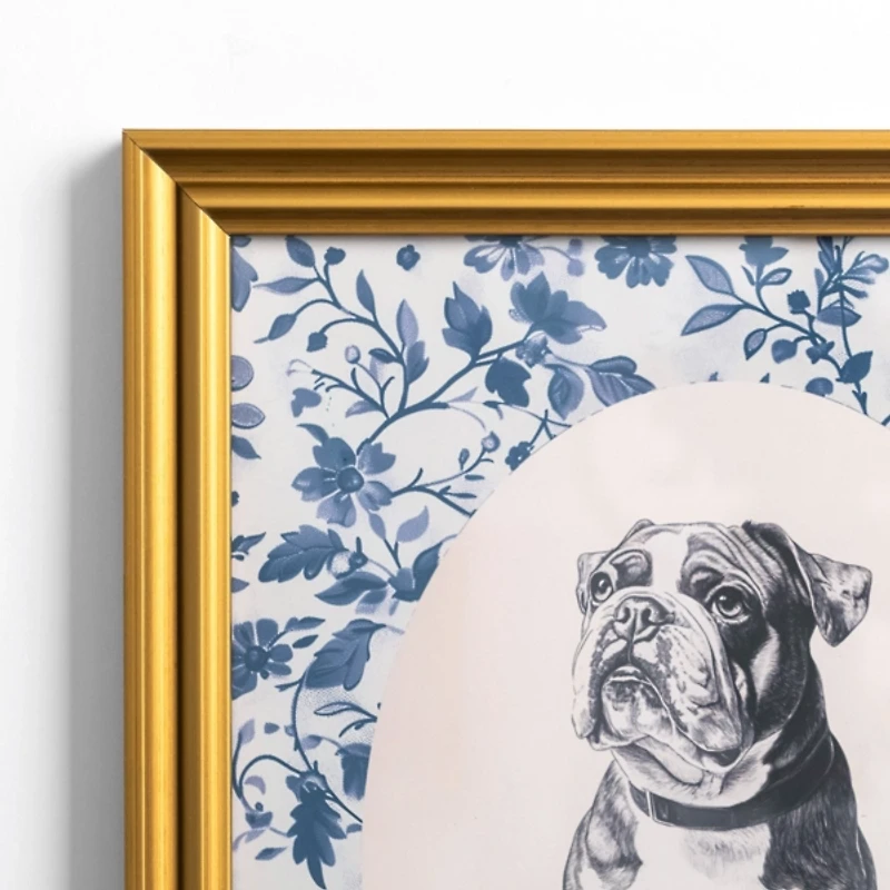 Sketched Bulldog Portrait Framed Art Print