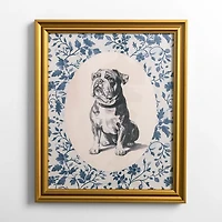 Sketched Bulldog Portrait Framed Art Print