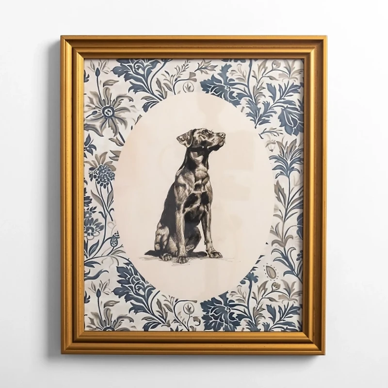 Sketched Lab Portrait Framed Art Print