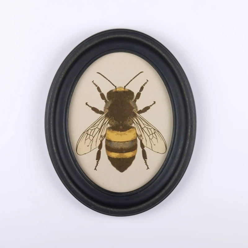 Oval Rustic Bee Framed Art Print
