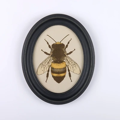Oval Rustic Bee Framed Art Print