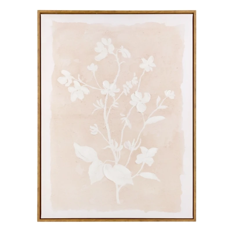 Beige Spring Blooms I Framed Canvas Art Print
