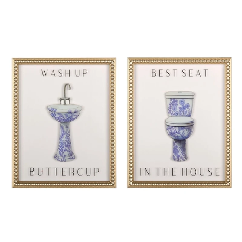 Wash Up Bathroom Wall Plaques, Set of 2