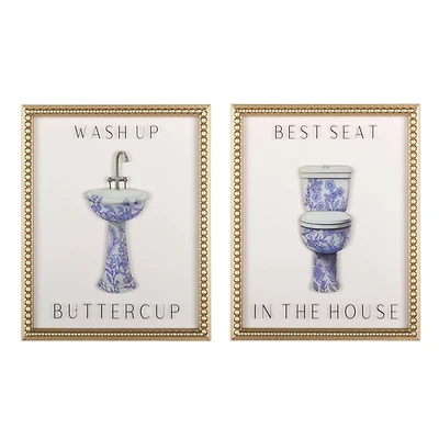 Wash Up Bathroom Wall Plaques, Set of 2
