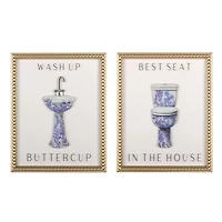 Wash Up Bathroom Wall Plaques, Set of 2