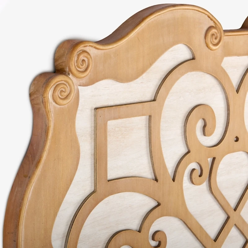 Natural and White Carved Medallion Wall Plaque