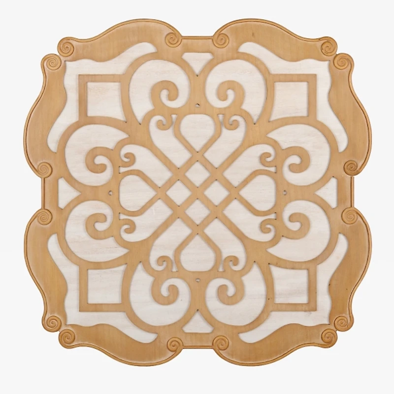 Natural and White Carved Medallion Wall Plaque