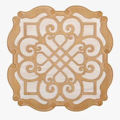 Natural and White Carved Medallion Wall Plaque